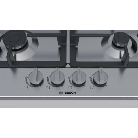 Bosch | PGH6B5B90 | Hob | Gas | Number of burners/cooking zones 4 | Rotary knobs | Stainless steel - 5